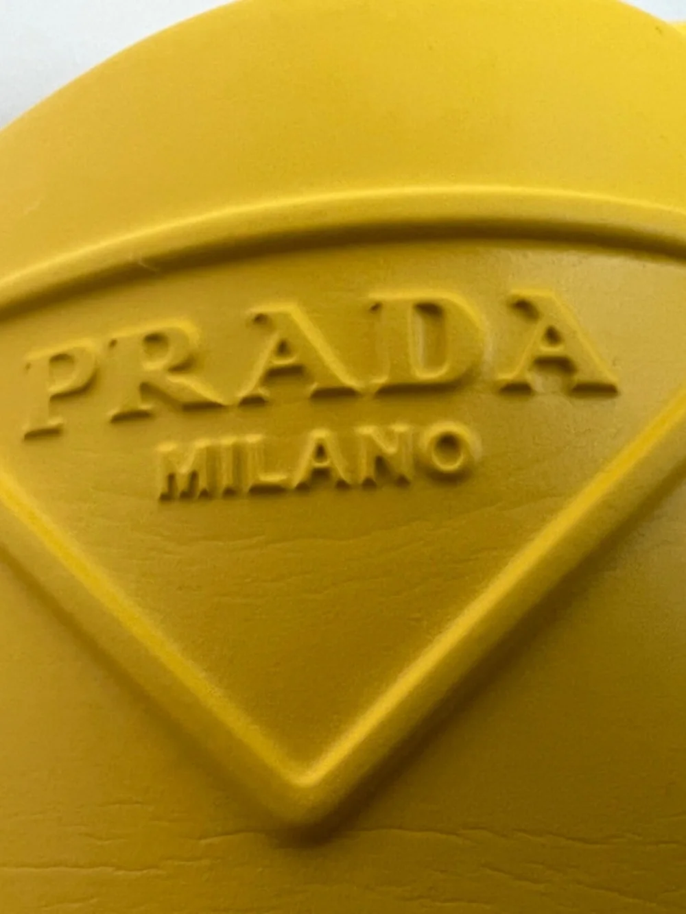 Prada Men's Slide Sandals Yellow Rubber Platform Logo Size 9 US 10 EU 43 Italy